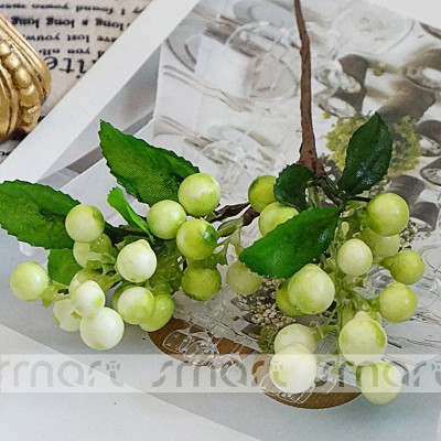 2 Branches Artificial Silk Light Green Berries Fruit Bouquet Party Decor Home 9"   302845019931